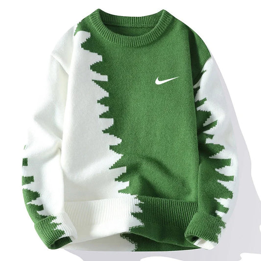 Men's Fashionable Contrast Color Knitted Sweater