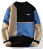 Men's Autumn And Winter Colorblock Warm Crew Neck Sweater