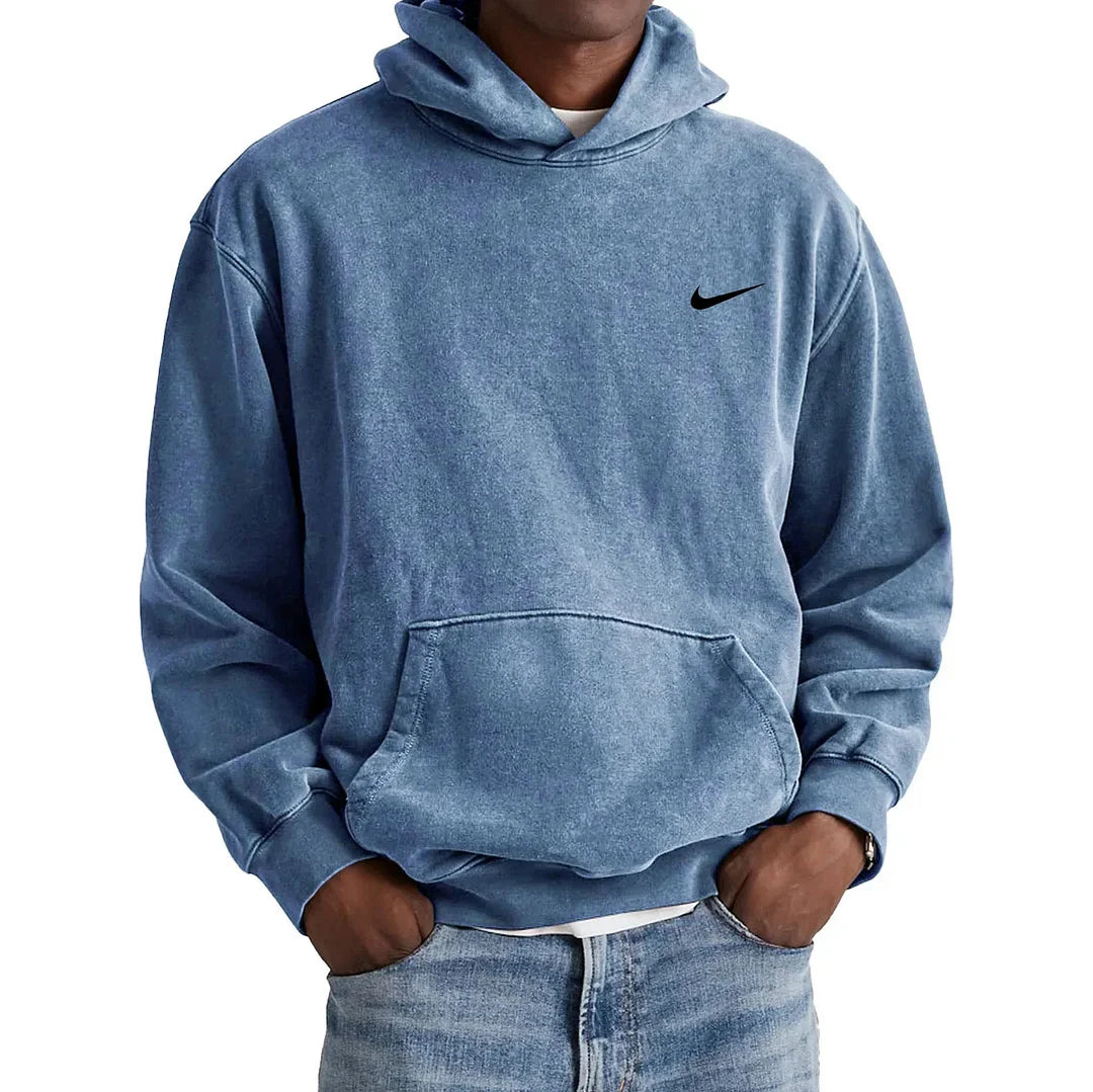 Men's Retro Washed Loose Pocket Hooded Sweatshirt