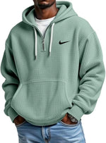 Men's Loose Waffle Half-Zip Hooded Sweatshirt