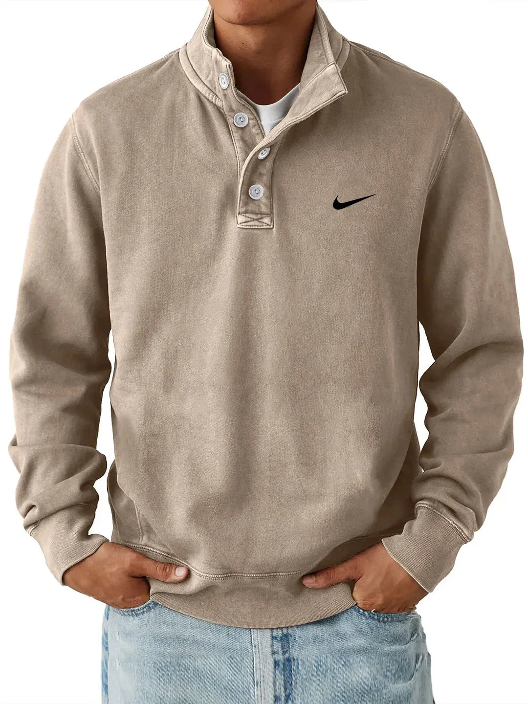 Men's Trendy Loose Solid Color Stand Collar Sweatshirt