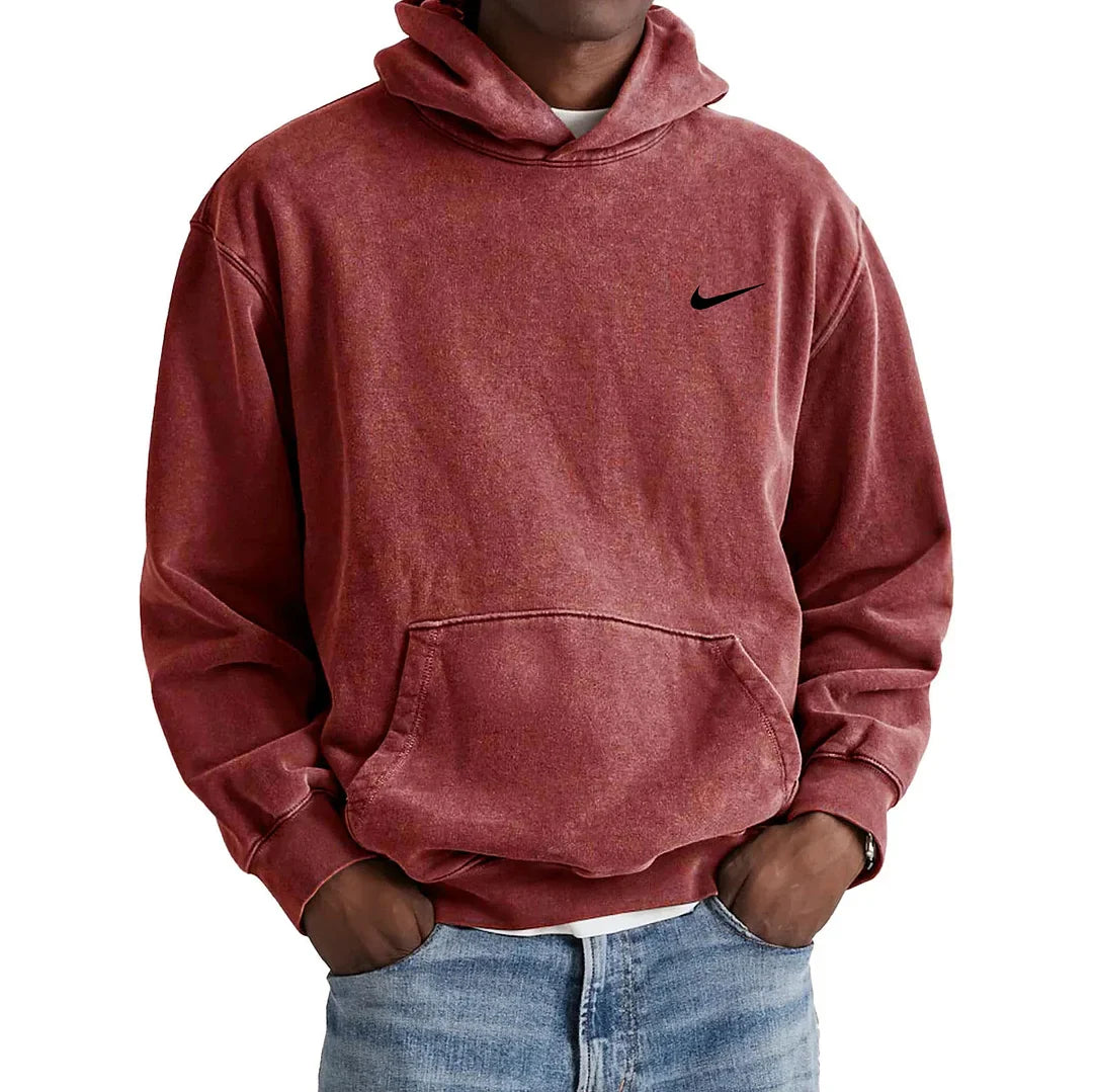 Men's Retro Washed Loose Pocket Hooded Sweatshirt