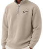 Men's Loose Casual Waffle Stand Collar Half Zip Sweatshirt