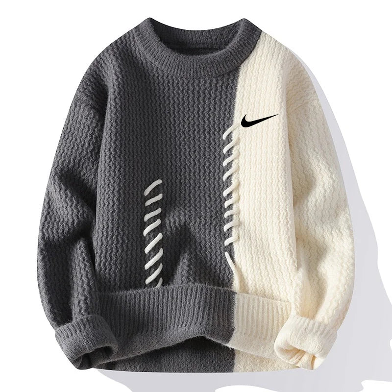 Men's Trendy Loose Colorblock Casual Knitted Sweater