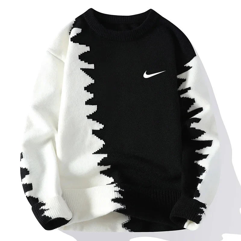 Men's Fashionable Contrast Color Knitted Sweater