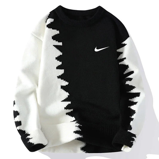 Men's Fashionable Contrast Color Knitted Sweater