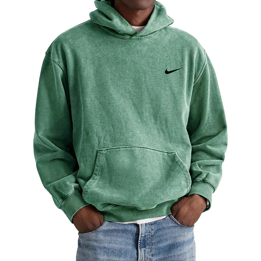 Men's Retro Washed Loose Pocket Hooded Sweatshirt
