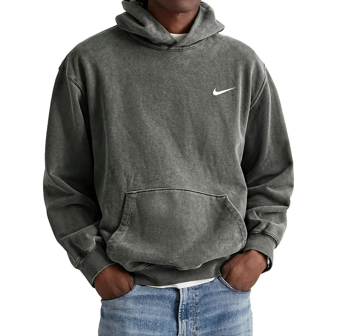 Men's Retro Washed Loose Pocket Hooded Sweatshirt