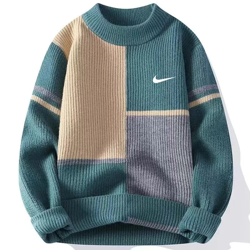 Men's High-End Trendy Loose Color-Blocked Sweater