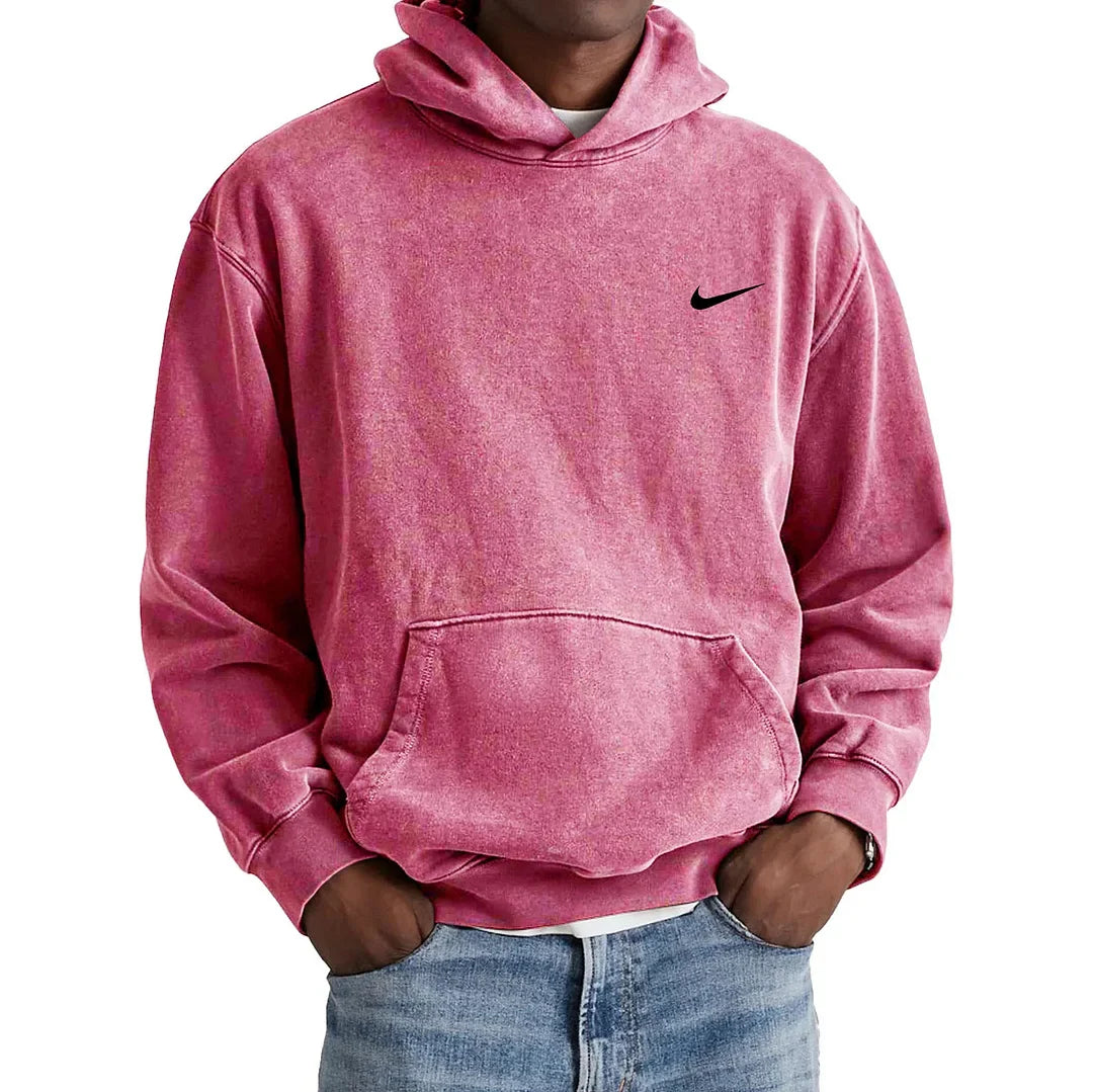 Men's Retro Washed Loose Pocket Hooded Sweatshirt