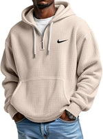 Men's Loose Waffle Half-Zip Hooded Sweatshirt