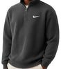 Men's Loose Casual Waffle Stand Collar Half Zip Sweatshirt