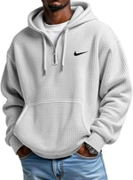 Men's Loose Waffle Half-Zip Hooded Sweatshirt
